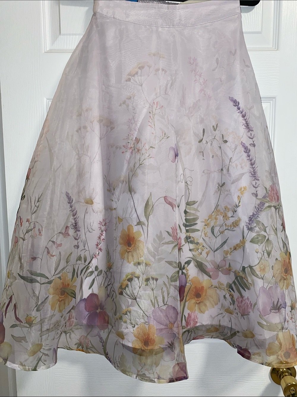 Pastel Lavender Floral A-Line Skirt